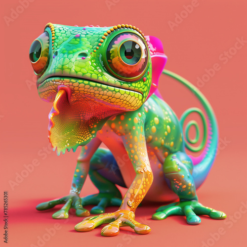 Colorful cute 3d animal illustration