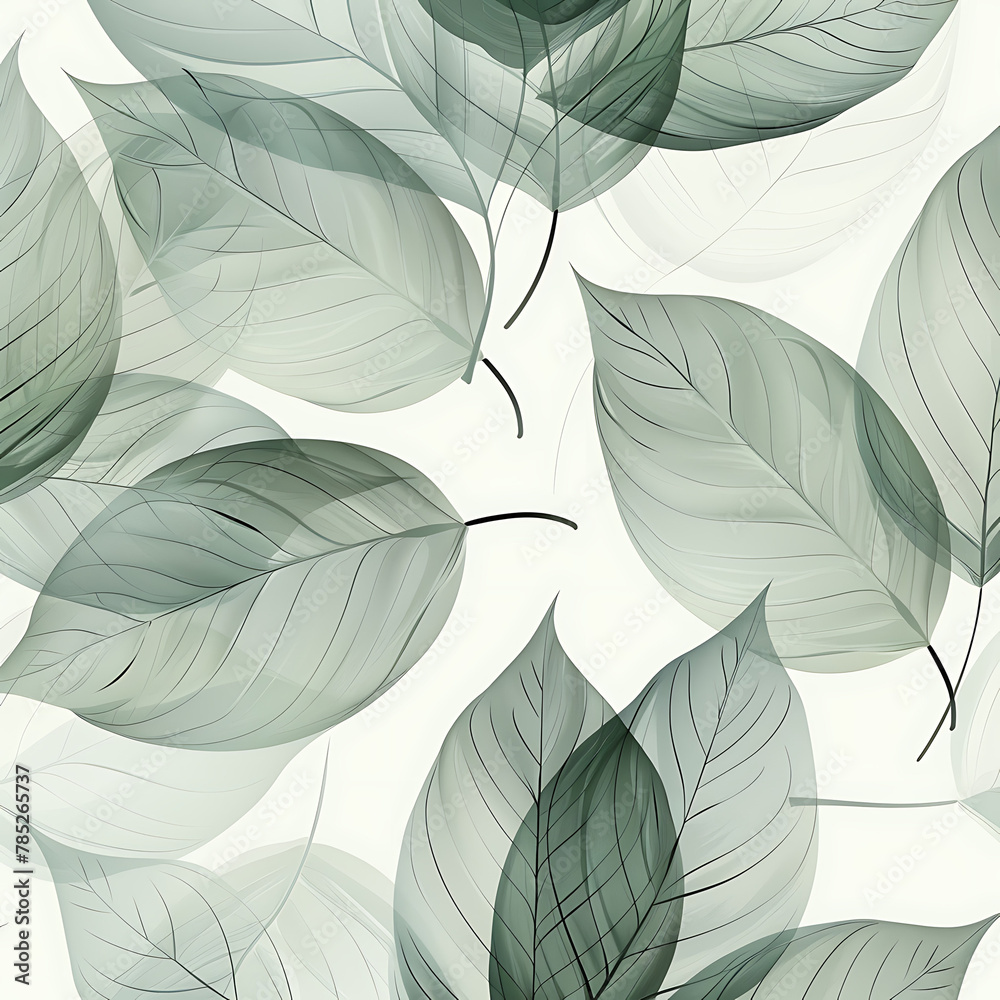 Obraz premium Repeating nature-inspired pattern with various leaves for wallpapers or fabrics