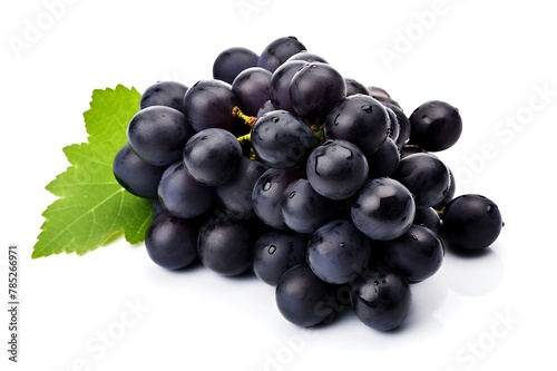 Black grapes isolated on white background