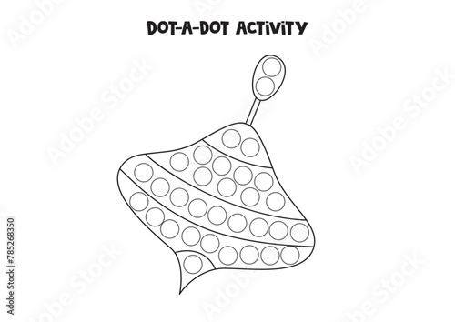 Dot a dot game for preschool kids. Cartoon spinning top.