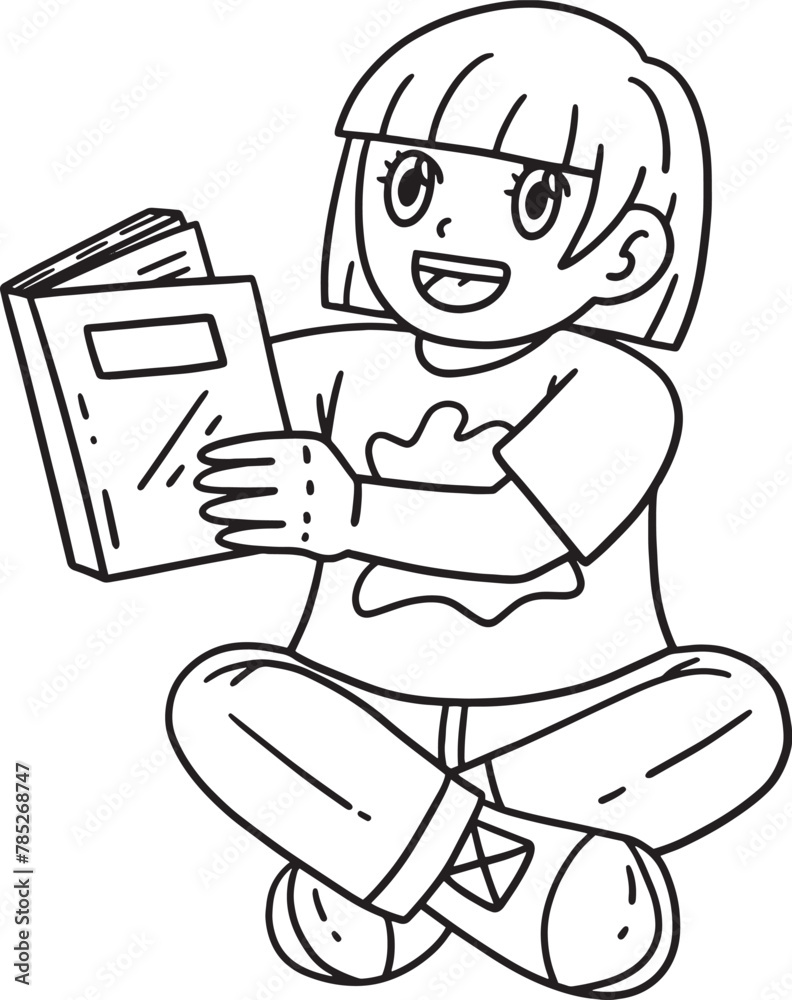 First Day of School Child Reading a Book Isolated First Day of School Child Reading a Book Isolated
