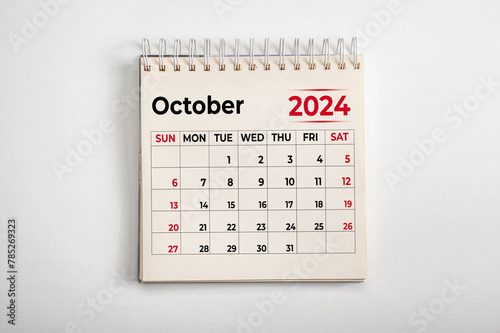 October 2024. One page of annual business monthly calendar on white background. October 2024 reminder, business planning, appointment meeting and event