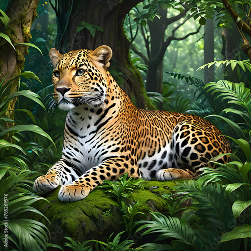 The image could be named Majestic Leopard and Jaguar in Wildlife Habitat