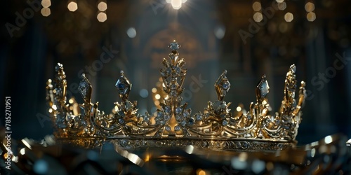 Regal crown adorned with a cross atop its pinnacle. Symbolic and majestic royal insignia