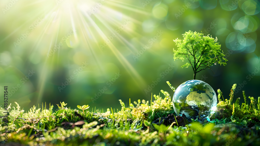 Globe with Trees Representing Green Earth in Lush Foliage with Sunlight
Globe with Trees Representing Green Earth in Lush Foliage with Sunlight