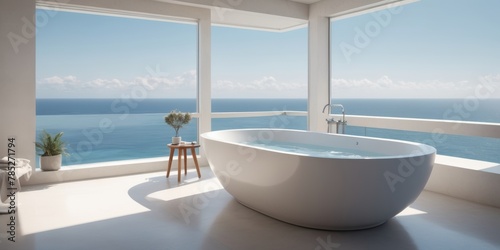 White bathtub with ocean view © Jayk