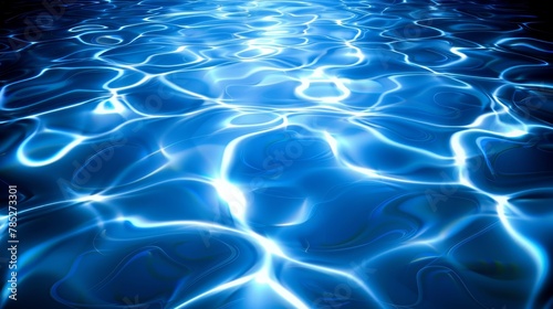  A pool of water reflecting blue lights on its surface