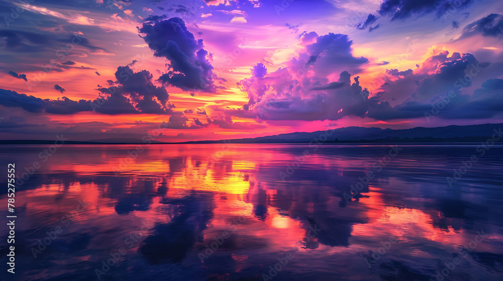 Beautiful view with bright sunset colors