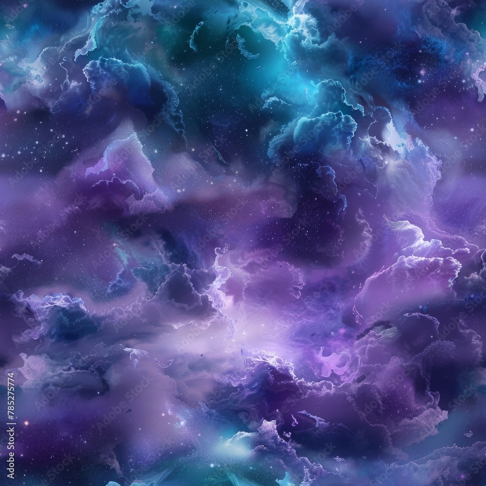 A space background with purple clouds and stars