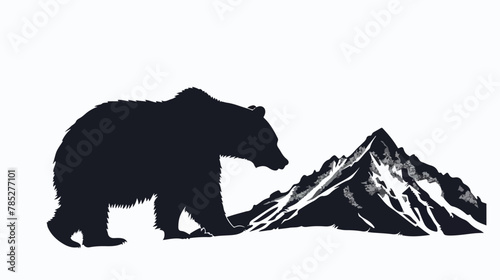 Silhouette Bear Mountain Vector illustration isolated