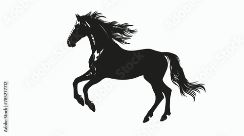 Silhouette of a rearing horse. Black silhouette 