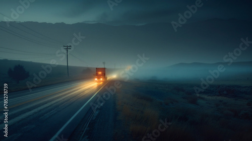 夜に走る運送トラック