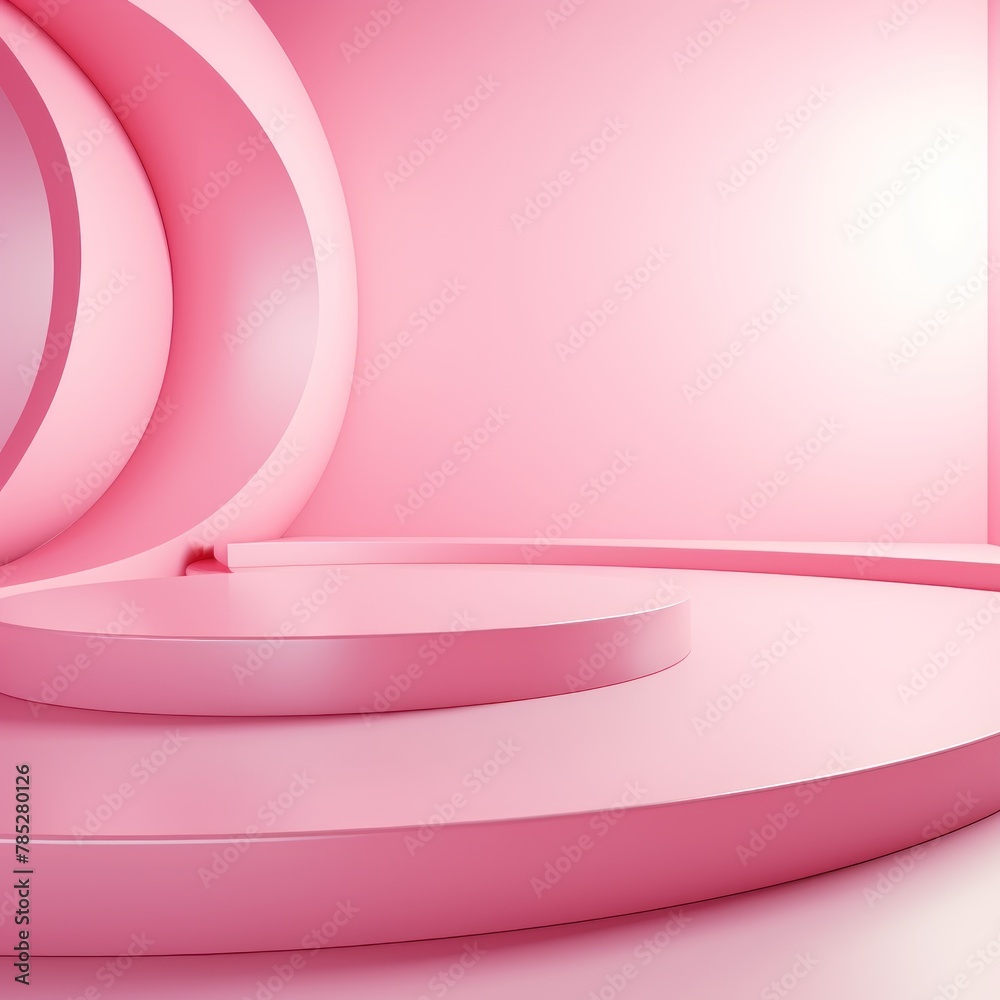 Pink background, gradient pink wall, abstract banner, studio room. Background for product display with copy space