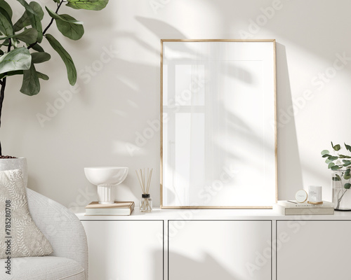 One frame mockup, Home interior background, 3D render