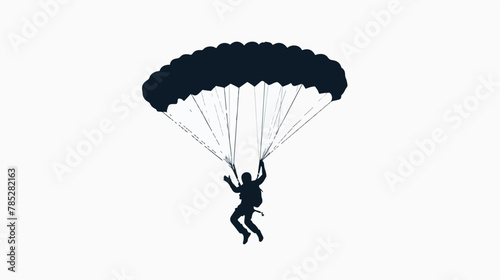 Silhouette of person parachuting from plane vector illustration