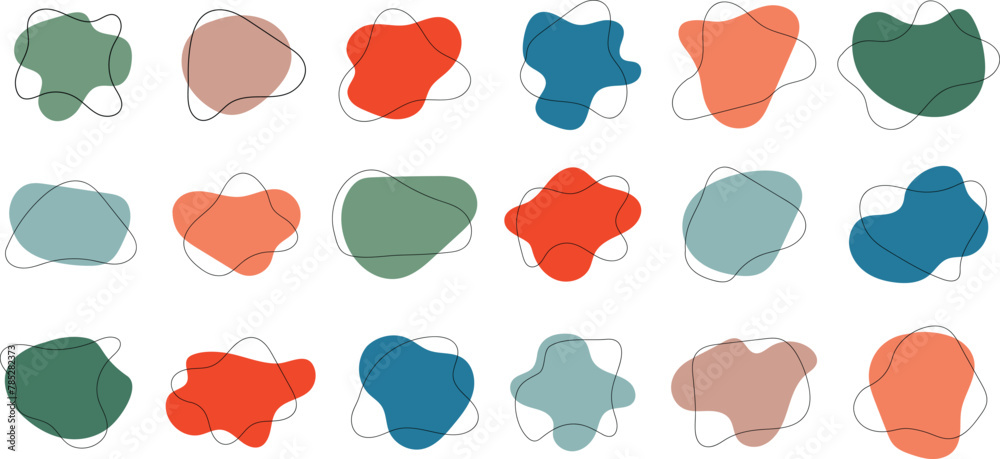 Set of Liquid Fluid Blob shape collection. Vector illustration. 