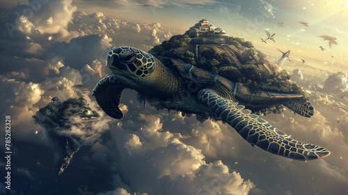 Beautiful conceptual fantasy image of turtle kingdom  photo