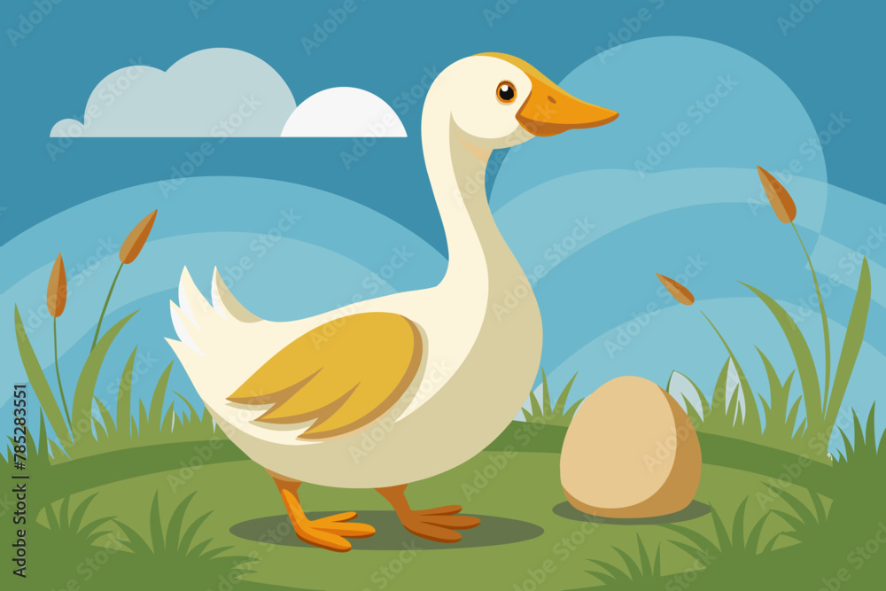 Obraz premium Goose with egg vector 