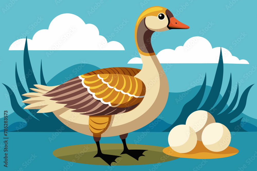 Goose with egg vector Goose with egg vector