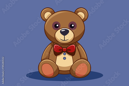 Classic teddy bear toy with a bow tie vector 