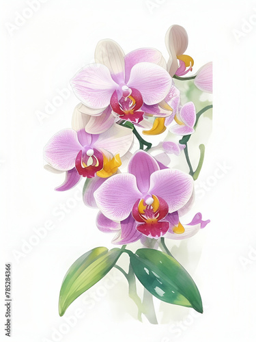 orchid flowers on white background  orchid flowers watercolor