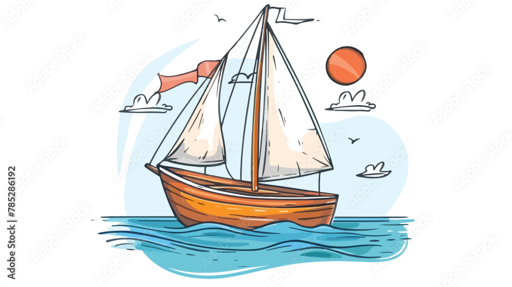 Simple hand drawn doodle of a ship Flat vector isolated