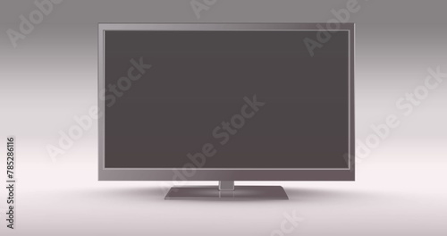 Image of television set with film strip rolling against white background