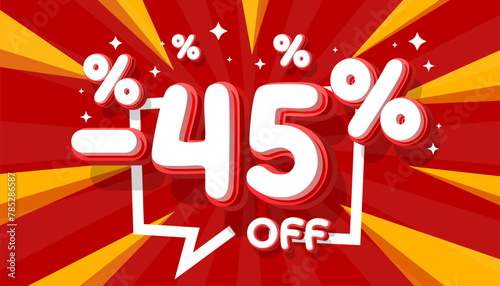 Sale off 45 Percentage, gift save offer, special banner discount. Vector illustration