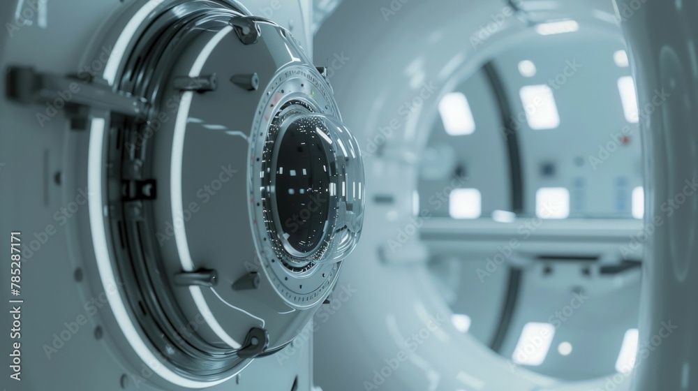 Fototapeta premium Advanced Technology: Precision Engineering in Medical CT Scanner Design. Generative ai
