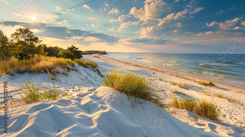 Beautiful sandy beach on Hel Peninsula Baltic sea Pola