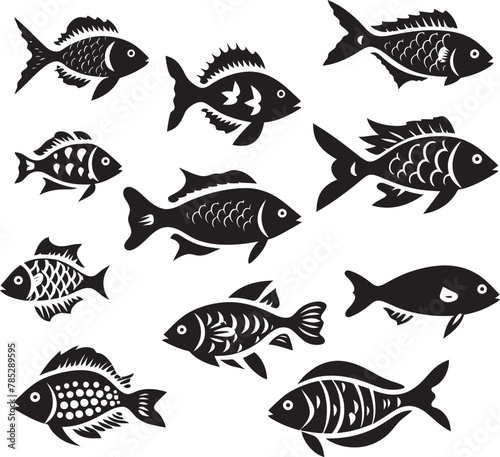 Bold Fish Icon in Vector with Bold Lines