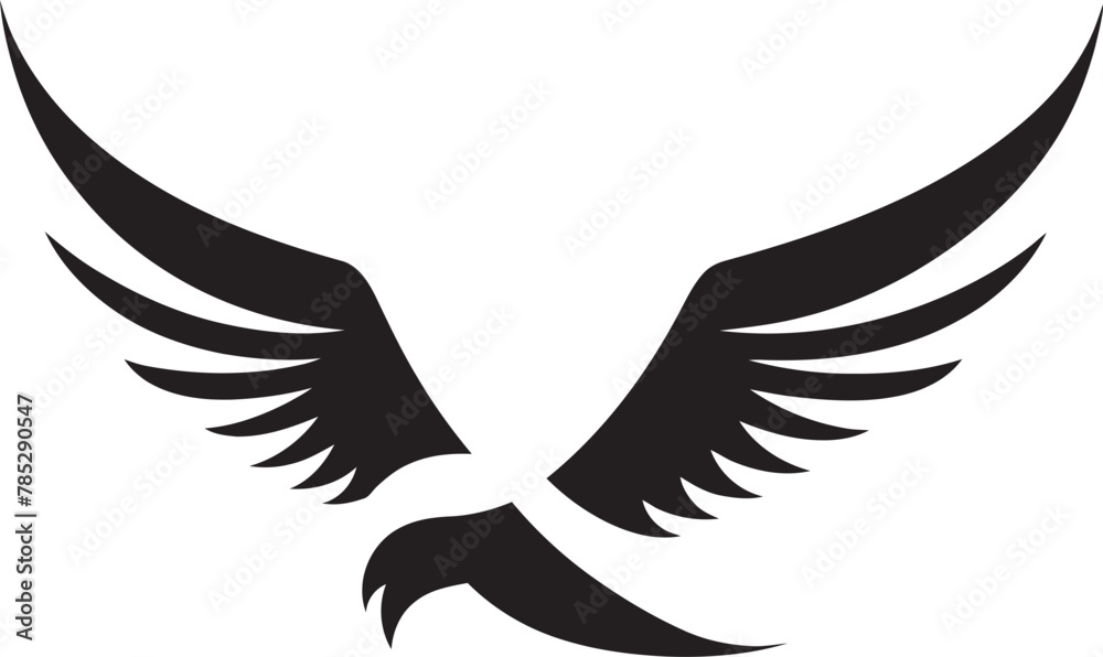 Obraz premium Falcon Spreading Wings in Vector Graphic