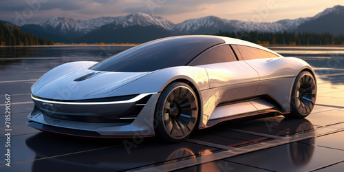 Modern futuristic shiny car. Electric car. Eco transport. © syhin_stas
