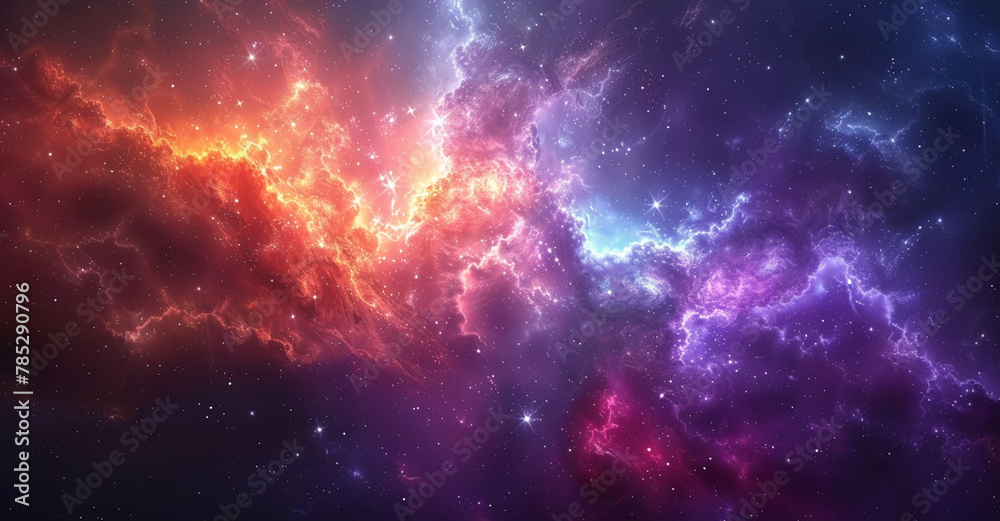 Colorful nebula galaxy space background with stars and smoke