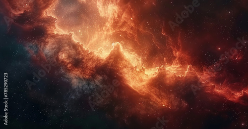 Colorful nebula galaxy space background with stars and smoke
