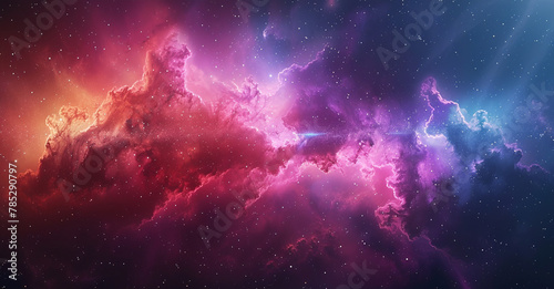 Colorful nebula galaxy space background with stars and smoke