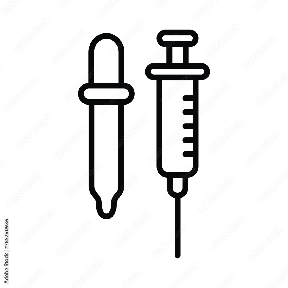 Vaccine syringe icon line vector design in trendy style Vaccine syringe icon line vector design in trendy style