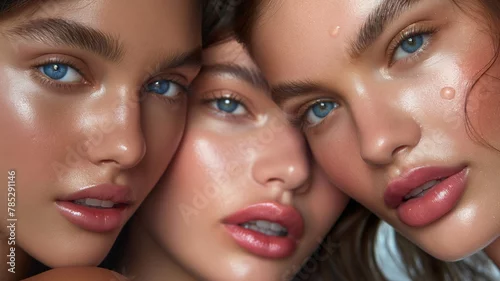 Obraz Beauty close-up of women with blue eyes