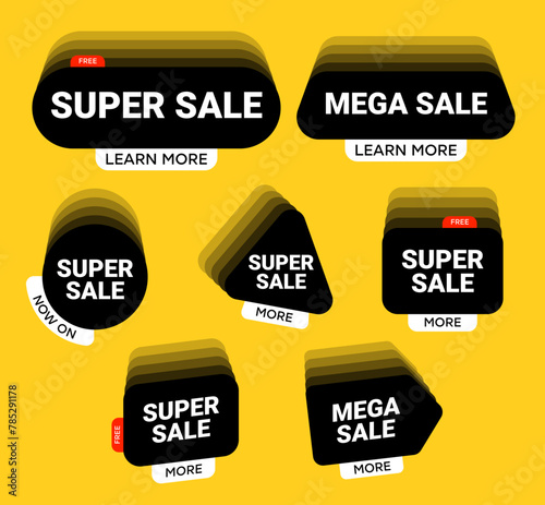 Modern black labels for Super sale and discount. End of season special offer banner. © Pro_Vector