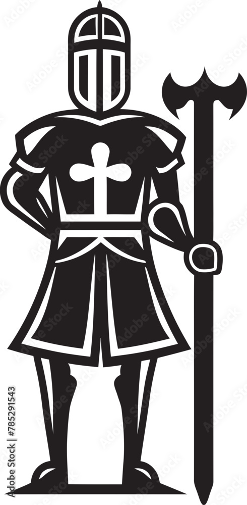 Armored Footman Shield and Spear Vector Graphic Armored Footman Shield and Spear Vector Graphic