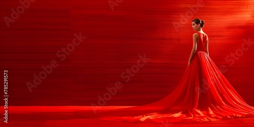 A Captivating Woman in a Stunning Red Carpet Dress Embodying the Radiance and Regal Presence of a Celebrated Celebrity photo