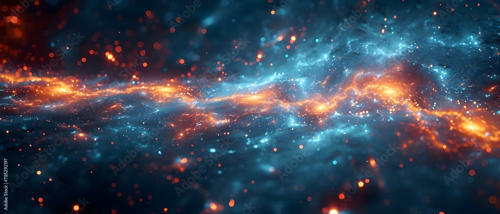 Cosmic Symphony: Galaxies Dance in Dark Matter's Embrace. Concept Astronomy, Dark Matter, Galaxy Formation, Cosmic Dance, Universe Mysteries