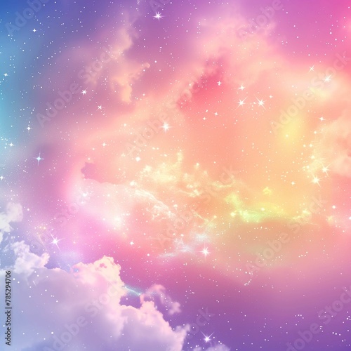 Pastel galaxy and cosmos with sky background  stars  rainbow and starry night 