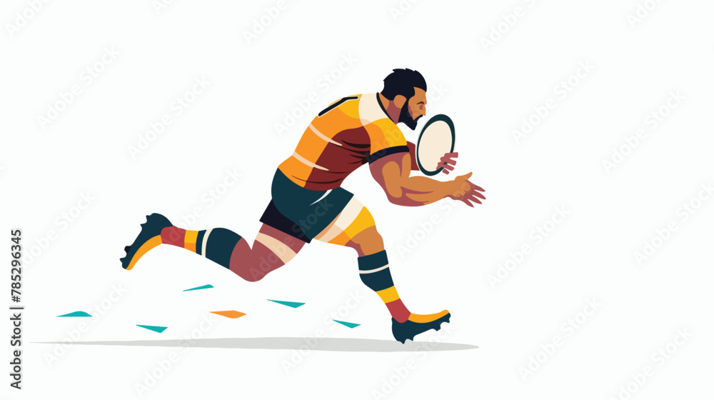 Rugby player sport icon and symbol Flat vector isolated