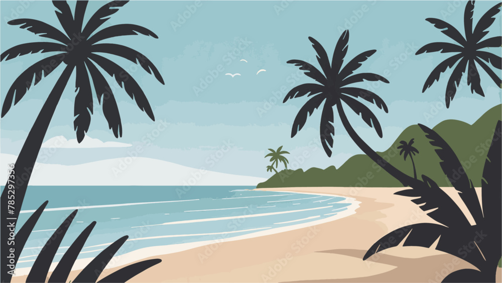 Fototapeta premium palm trees on the beach vector