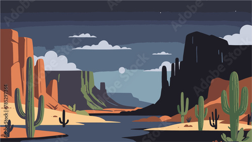 cactus in the desert vector