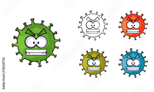 cartoon virus with face expressions. vector illustration isolated on a white background.