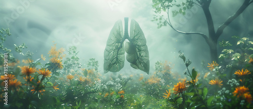 Pure lungs in a serene landscape