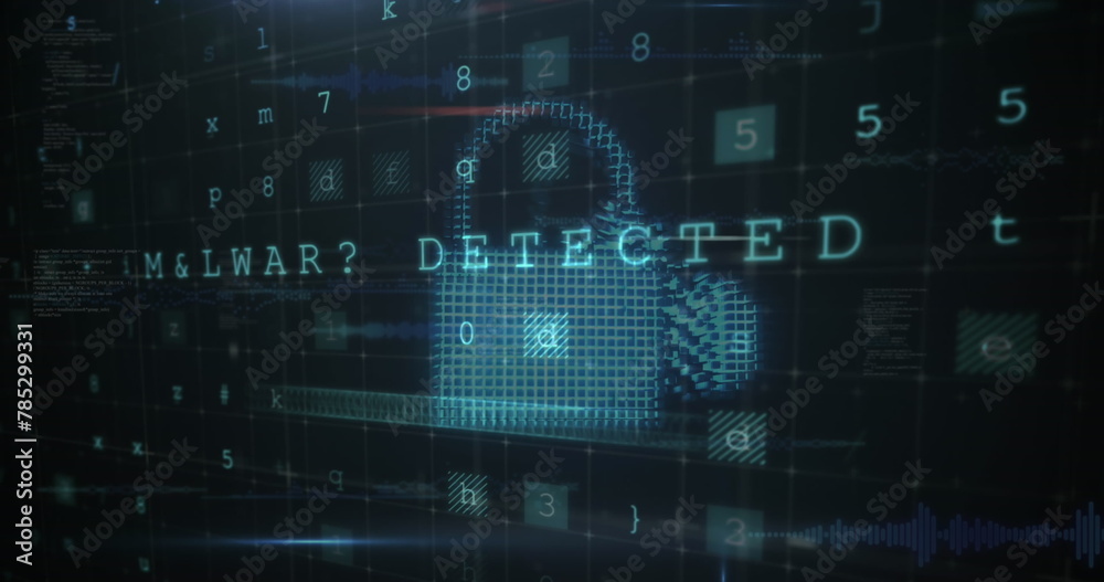Image of cloud, lock, shield with letters, numbers and symbols over grid pattern Image of cloud, lock, shield with letters, numbers and symbols over grid pattern