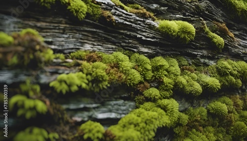 AI generated illustration of moss-covered rocks © Wirestock